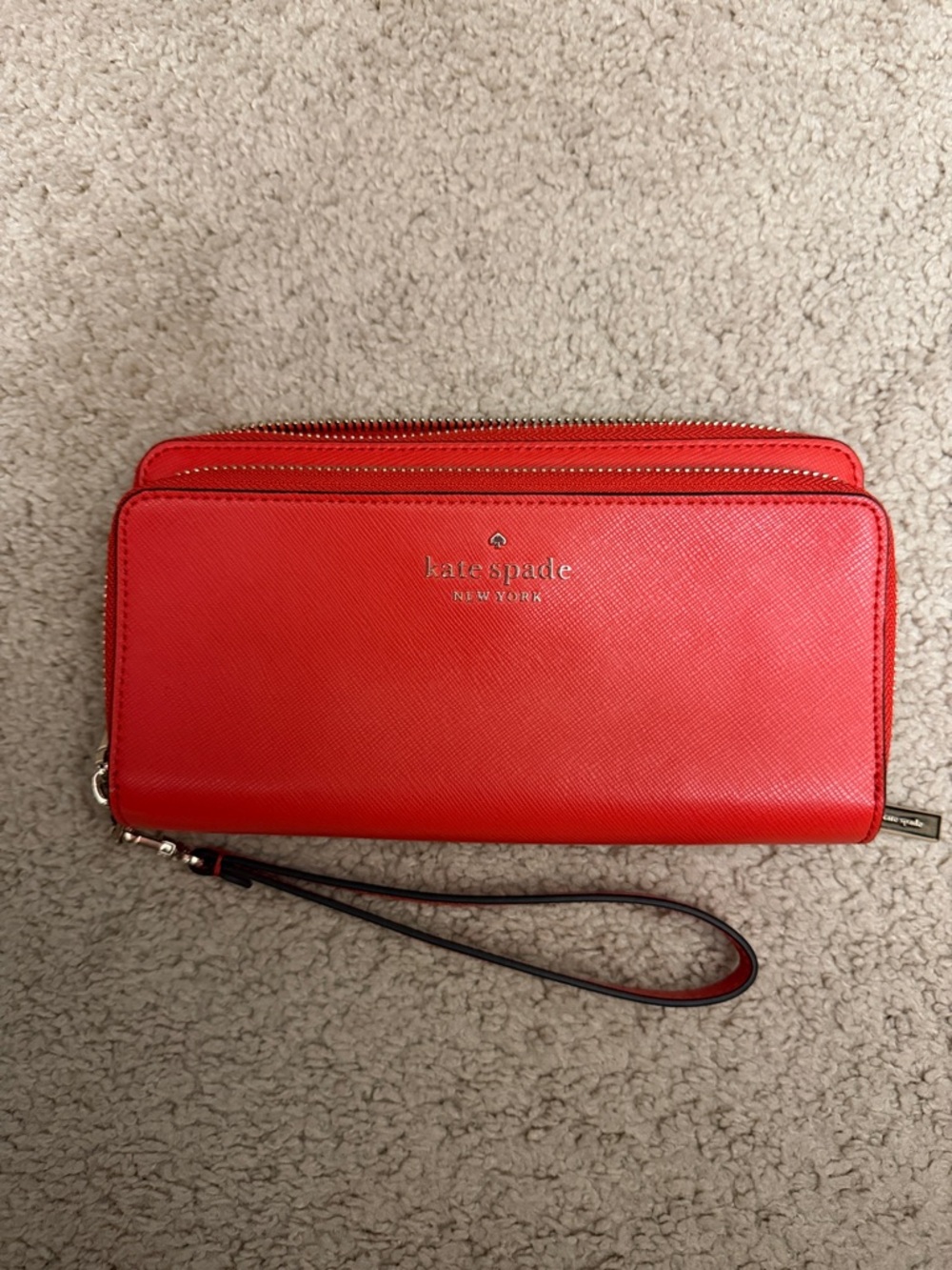 kate spade Red Zip-Around Leather Continental Wallet